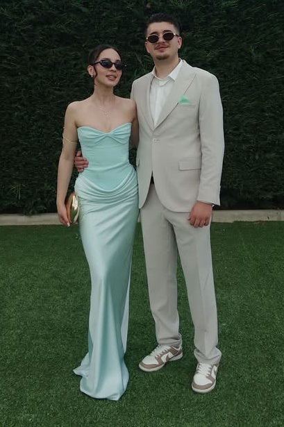 Simple Empire Strapless Satin Mermaid Long Party Prom Dress
