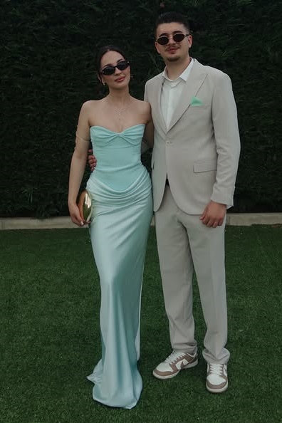 Simple Empire Strapless Satin Mermaid Long Party Prom Dress