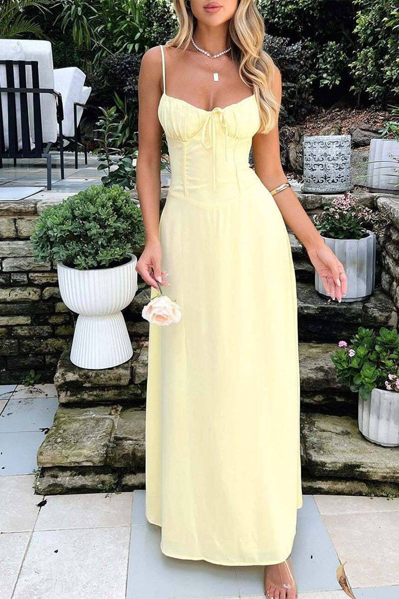 Simple Satin A-Line V-Neck Sleeveless Party Evening Dress