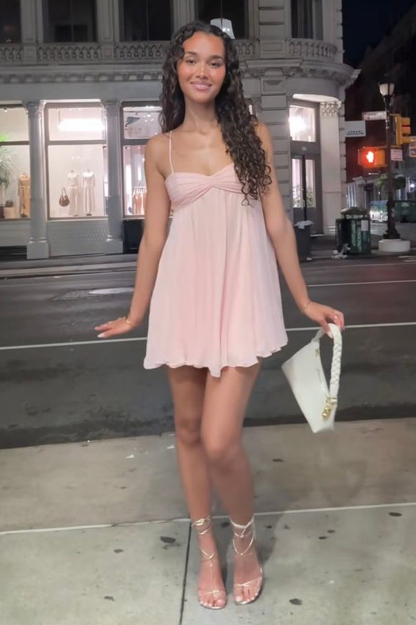 Spaghetti Straps A-Line Empire Chiffon Mini Homecoming Dress