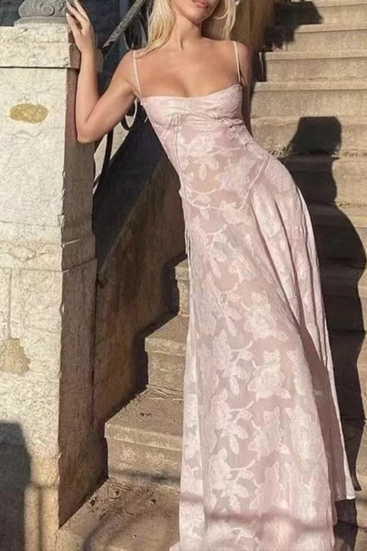 Spaghetti Straps A-Line Floral Appliques Party Prom Dress