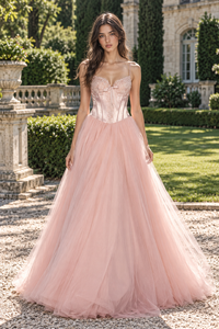 Spaghetti Straps A-Line Sweetheart Lace Appliques Tulle Party Prom Dress