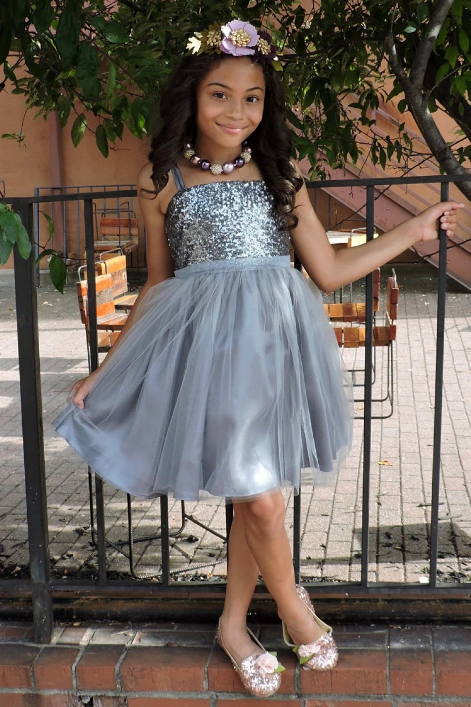 Spaghetti Straps Tulle And Sequin Flower Girl Dress
