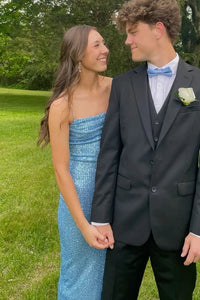Sparkly Fully Sequin Spaghetti Straps Split Party Prom Dress