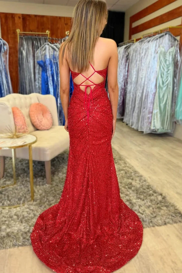Sparkly Mermaid Sweetheart Lace-Up Sequin Party Prom Dress
