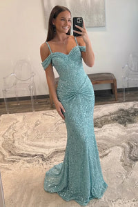 Sparkly Sequin Off-Shoulder Mermaid Party Prom Dress