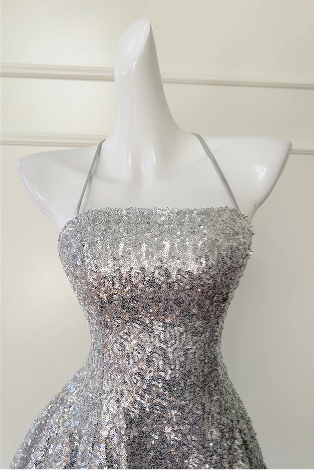 Sparkly Spaghetti Straps Lace-Up Fully Sequin Homecoming Dress