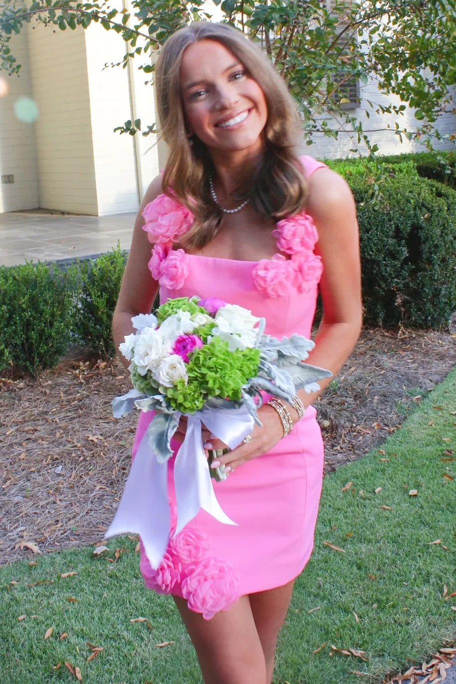 Square Straps 3D Floral Satin Sheath Mini Party Homecoming Dress