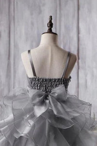 Square Straps A-Line Sequin Top Tiered Tulle  Flower Girl Dress