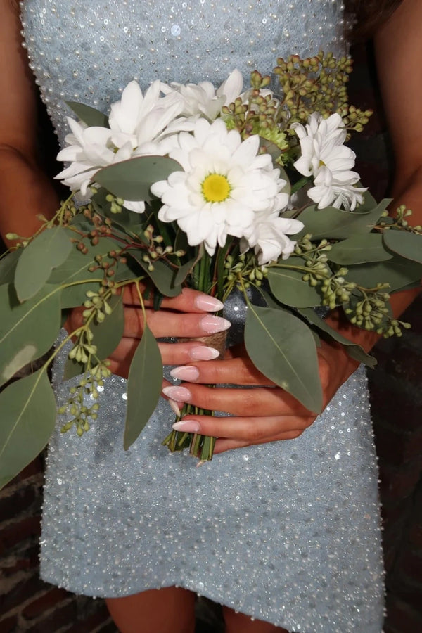Strapless A-Line Sequin Beaded Short Party Homecoming Dress