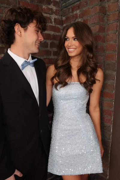 Strapless A-Line Sequin Beaded Short Party Homecoming Dress