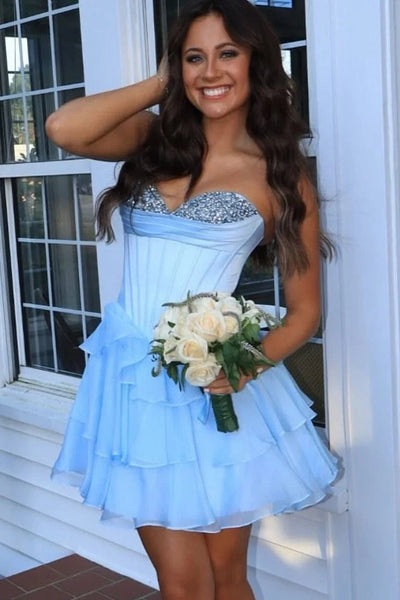 Sweetheart Sequin A-Line Ruffle Homecoming Dress