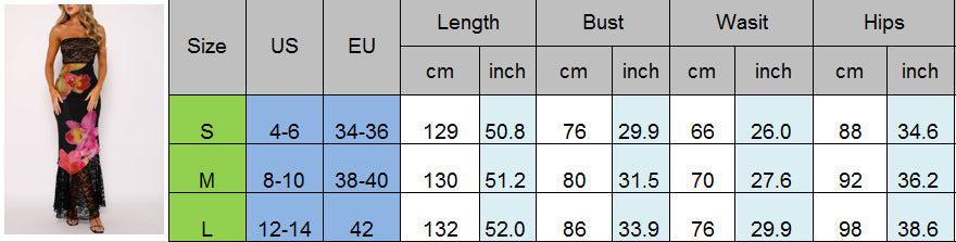 Strapless Empire Bodycon Two Tone Floral Appliques Party Evening Dress