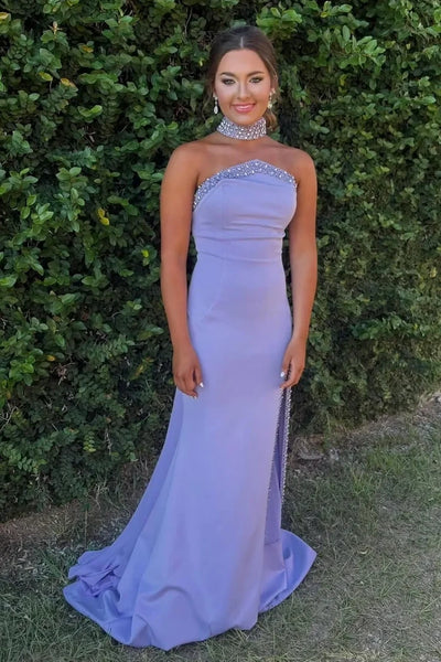 Strapless Empire Sleeveless Mermaid Satin Party Prom Dress