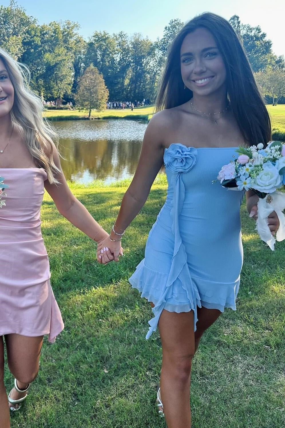 Strapless Sheath Tiered Chiffon Mini Party Homecoming Dress