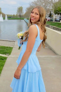 Straps Empire A-Line Chiffon Tiered Formal Party Prom Dress