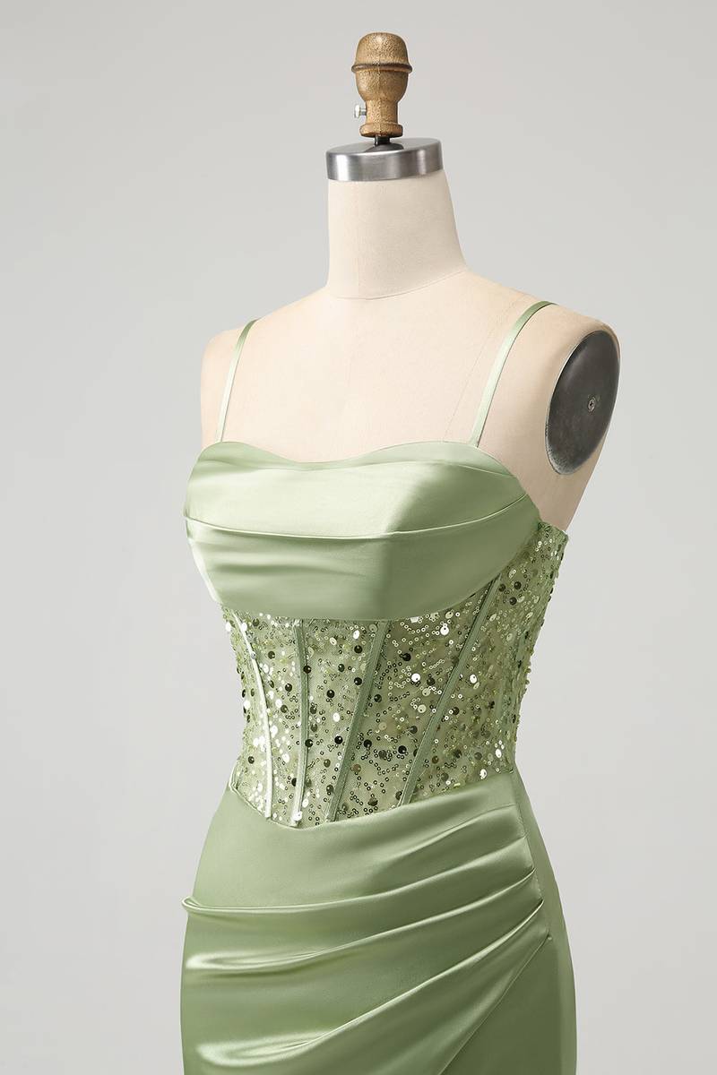Straps_Sage_Green_Sequin_Mini_Dress_Side_Shot