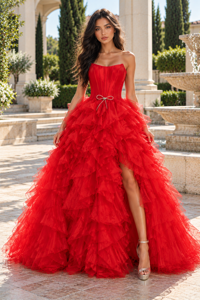 Sweet Boat Corset A-Line Empire Formal Ruffle Party Prom Dress