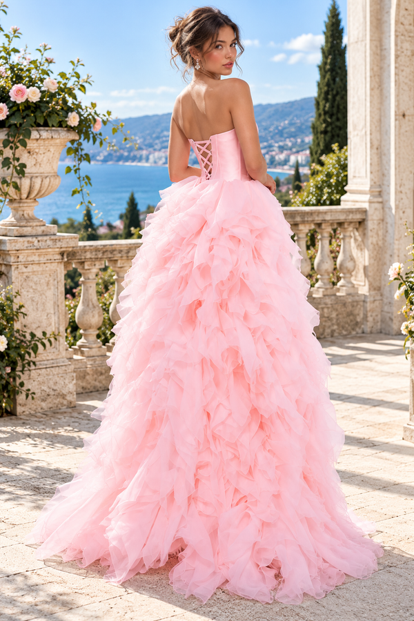 Sweet Boat Corset A-Line Empire Formal Ruffle Party Prom Dress