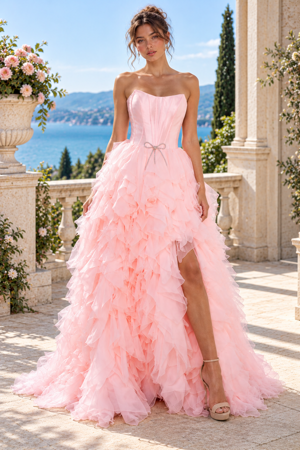 Sweet Boat Corset A-Line Empire Formal Ruffle Party Prom Dress