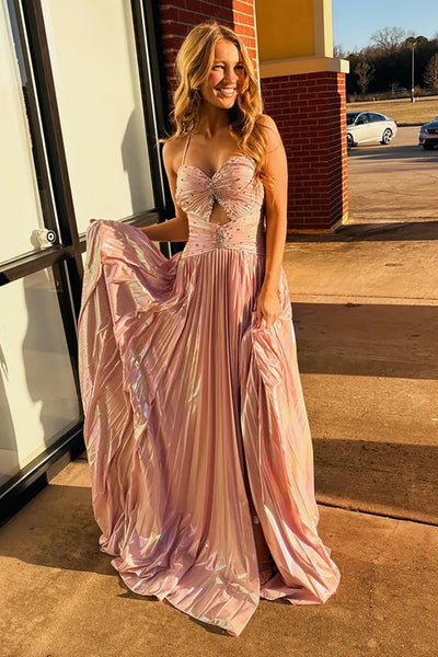 Sweetheart A-Line Lace-Up Pleated Party Prom Dress With Train