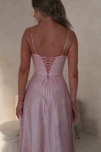 Glitter Satin A-Line Sweetheart Sleeveless Maxi Party Prom Dress