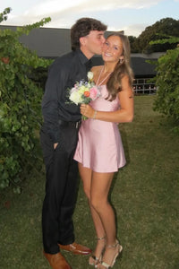 Sweetheart Halter Sleeveless Mini Satin Sheath Party Homecoming Dress
