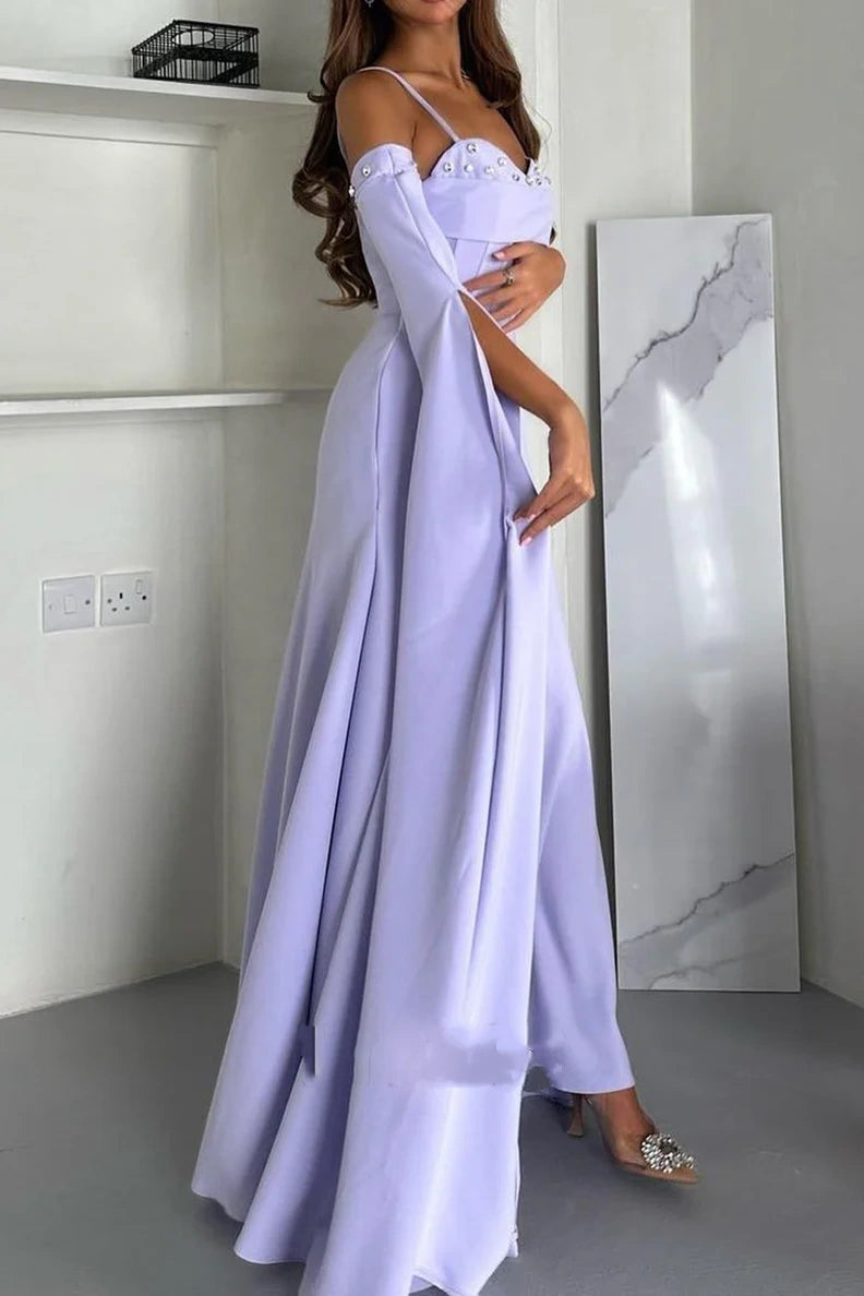 Sweetheart Sleeveless A-Line Empire Satin Party Prom Dress