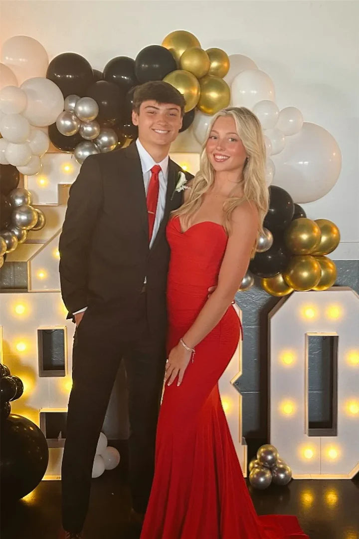 Sweetheart Sleeveless Empire Mermaid Satin Party Prom Dress