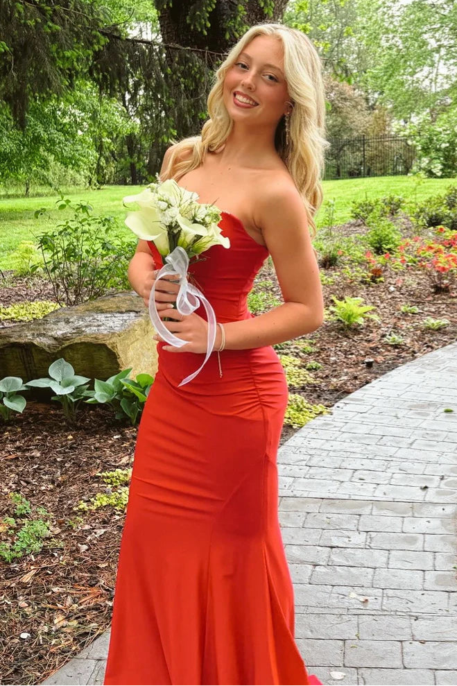 Sweetheart Sleeveless Empire Mermaid Satin Party Prom Dress