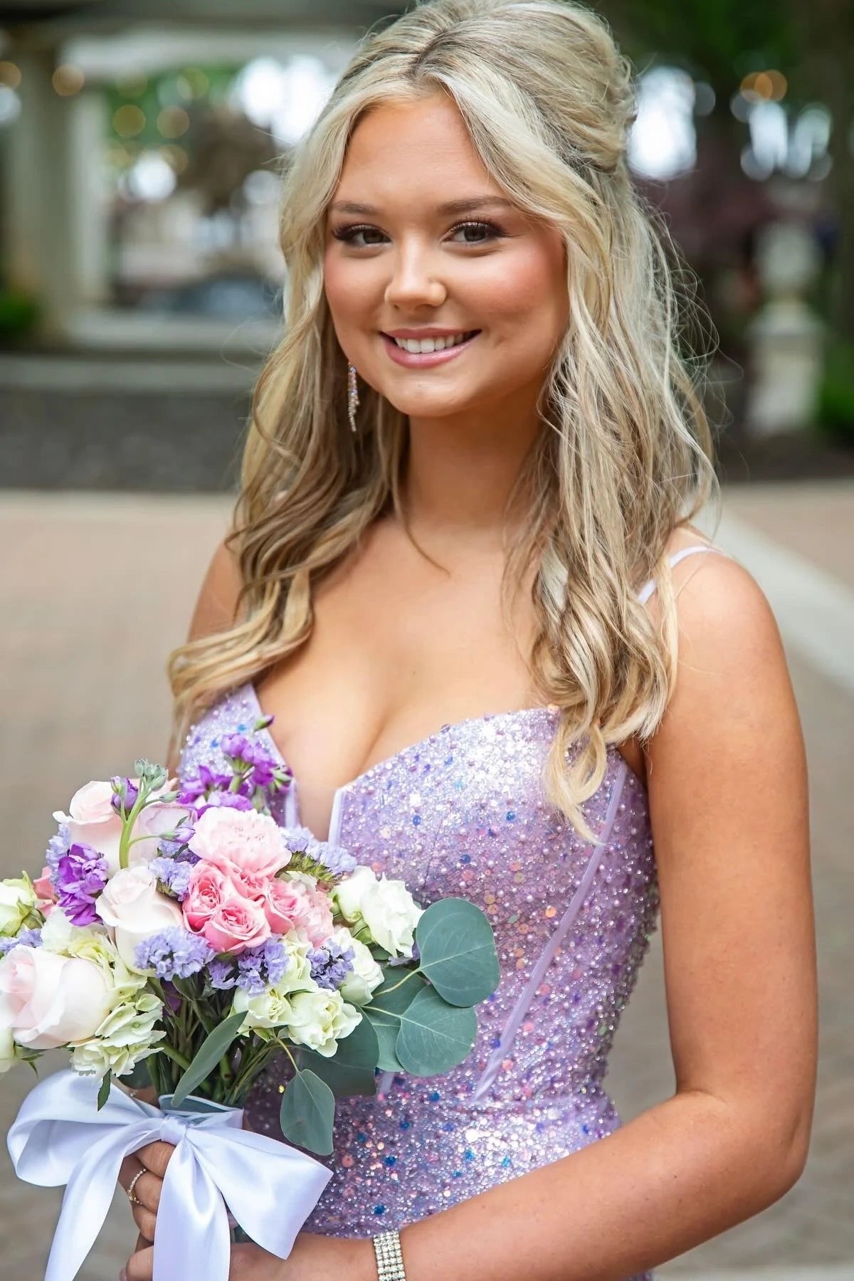 Sweetheart Sleeveless Empire Sequin Mermaid Party Prom Dress