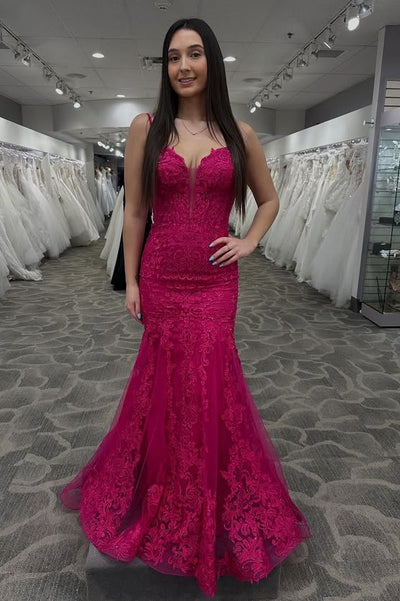 Sweetheart Sleeveless Lace-Up Mermaid Lace Party Prom Dress
