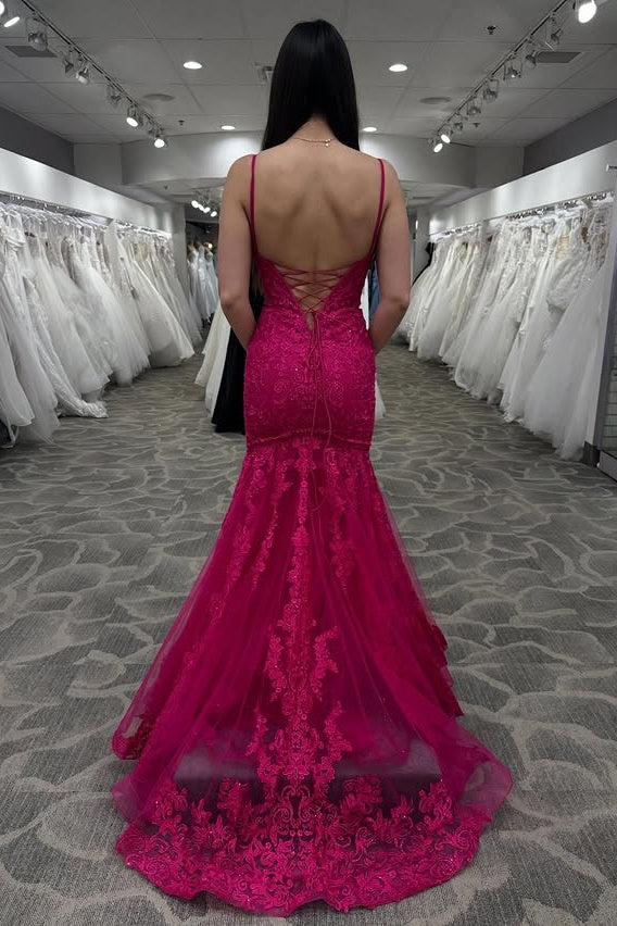 Sweetheart Sleeveless Lace-Up Mermaid Lace Party Prom Dress