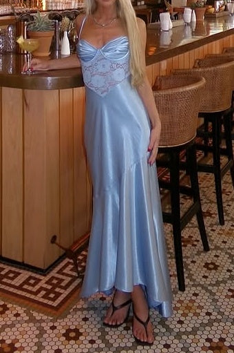 Sweetheart Sleeveless Lace And Satin A-Line Party Prom Dress