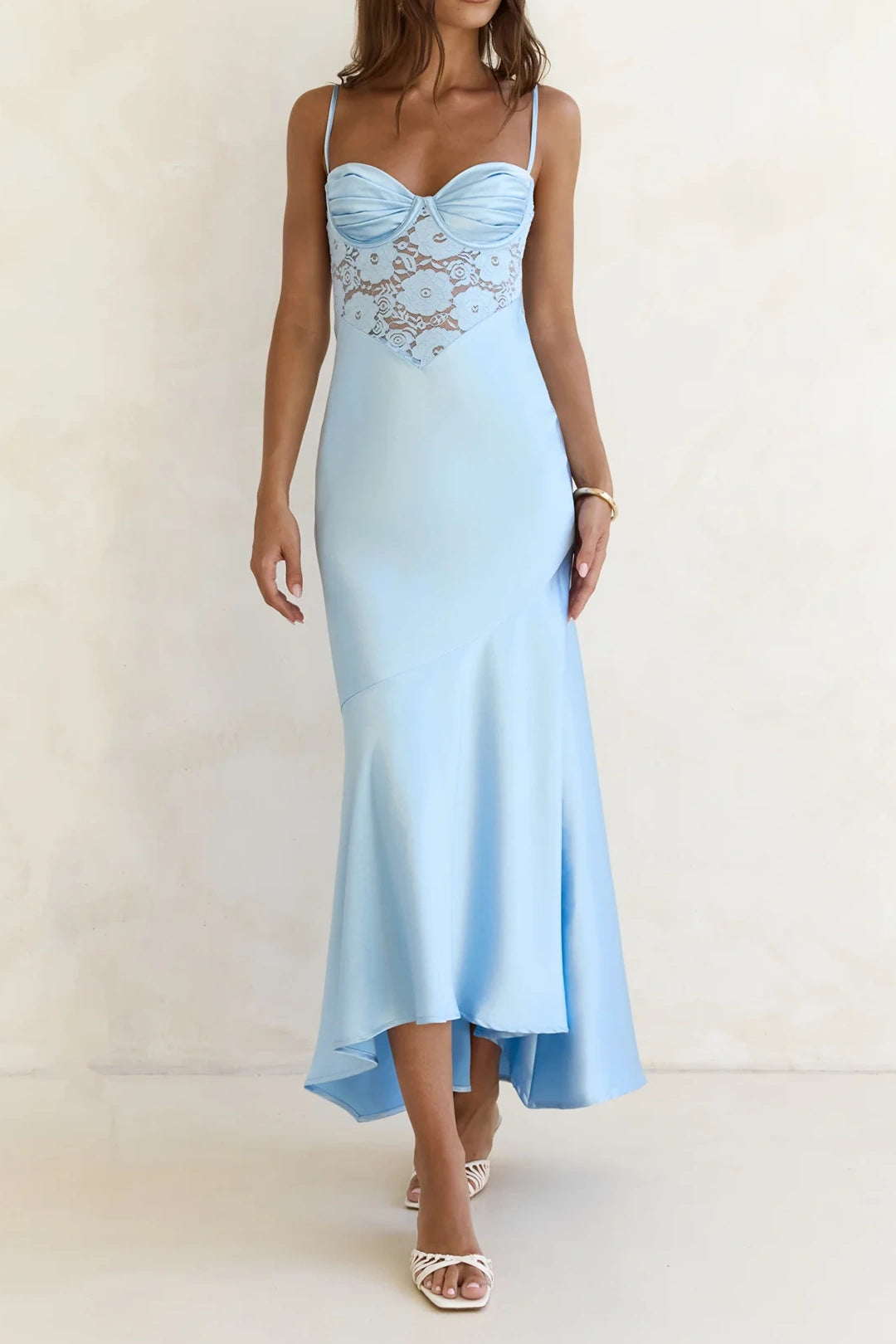 Sweetheart Sleeveless Lace And Satin A-Line Party Prom Dress