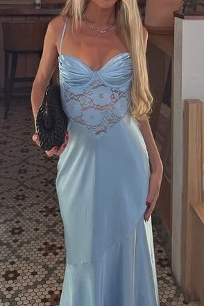 Sweetheart Sleeveless Lace And Satin A-Line Party Prom Dress