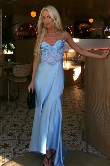 Sweetheart Sleeveless Lace And Satin A-Line Party Prom Dress