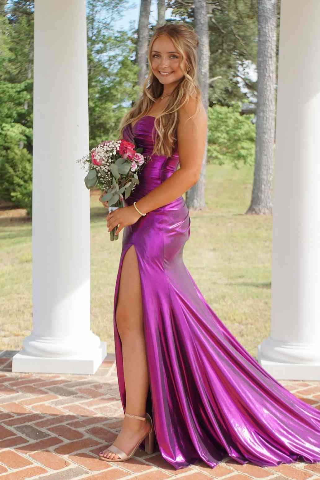 Sweetheart Sleeveless Mermaid Party Prom Dress With Leg Slit