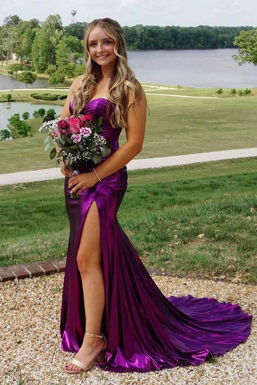 Sweetheart Sleeveless Mermaid Party Prom Dress With Leg Slit