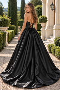 Sweetheart Strapless A-Line Empire Corset Modest Satin Homecoming Dress