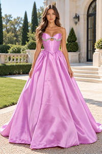 Sweetheart Strapless A-Line Empire Corset Modest Satin Homecoming Dress