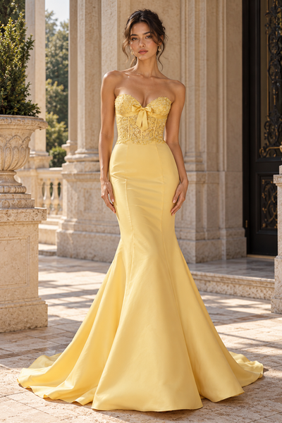 Sweetheart Strapless Mermaid Lace And Satin Maxi Party Prom Dress