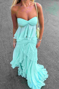 Sweetheart Strapless Ruffle A-Line Chiffon Holiday Party Dress