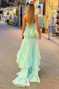 Sweetheart Strapless Ruffle A-Line Chiffon Holiday Party Dress