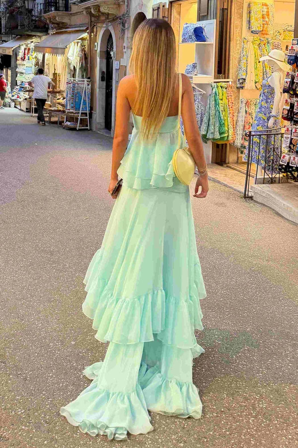 Sweetheart Strapless Ruffle A-Line Chiffon Holiday Party Dress