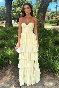 Sweetheart Strapless Tiered A-Line Chiffon Party Prom Dress