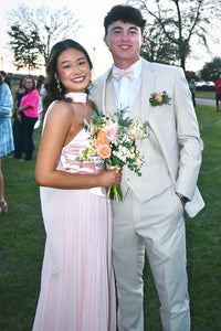 Sweetheart Strapless Two Tone A-Line Pleated Party Prom Dress