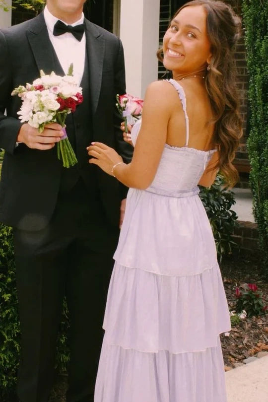 Sweetheart Straps A-Line Empire Tiered Party Prom Dress