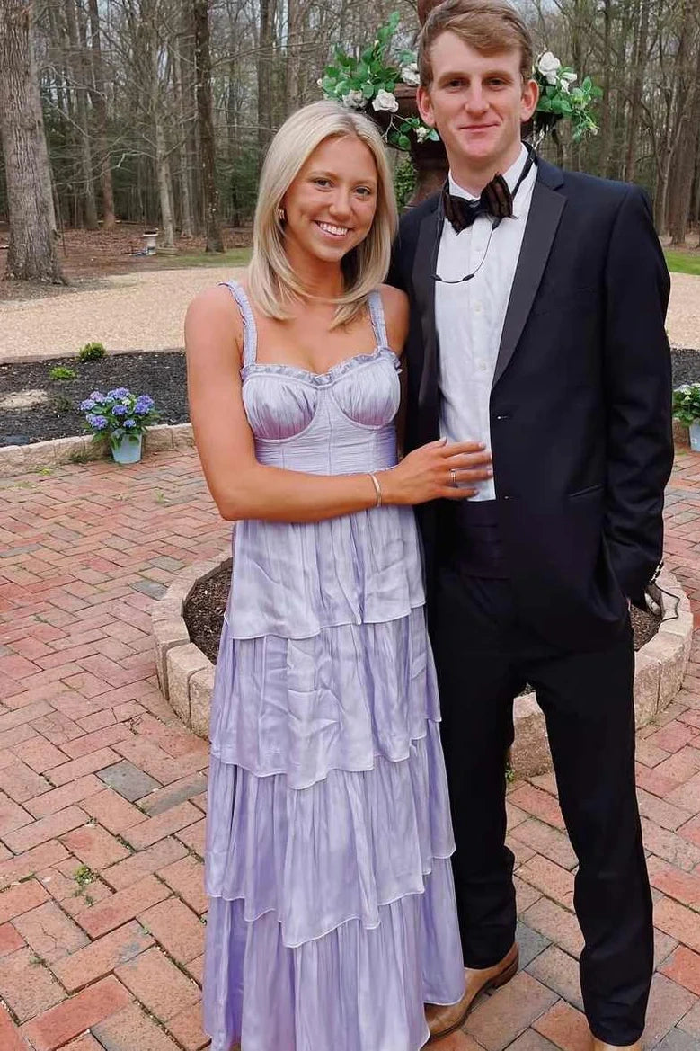 Sweetheart Straps A-Line Empire Tiered Party Prom Dress