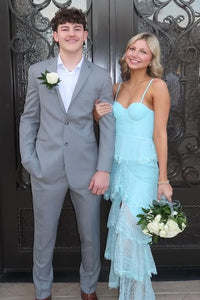 Tiered Lace Sweetheart Empire Spaghetti Straps Party Prom Dress